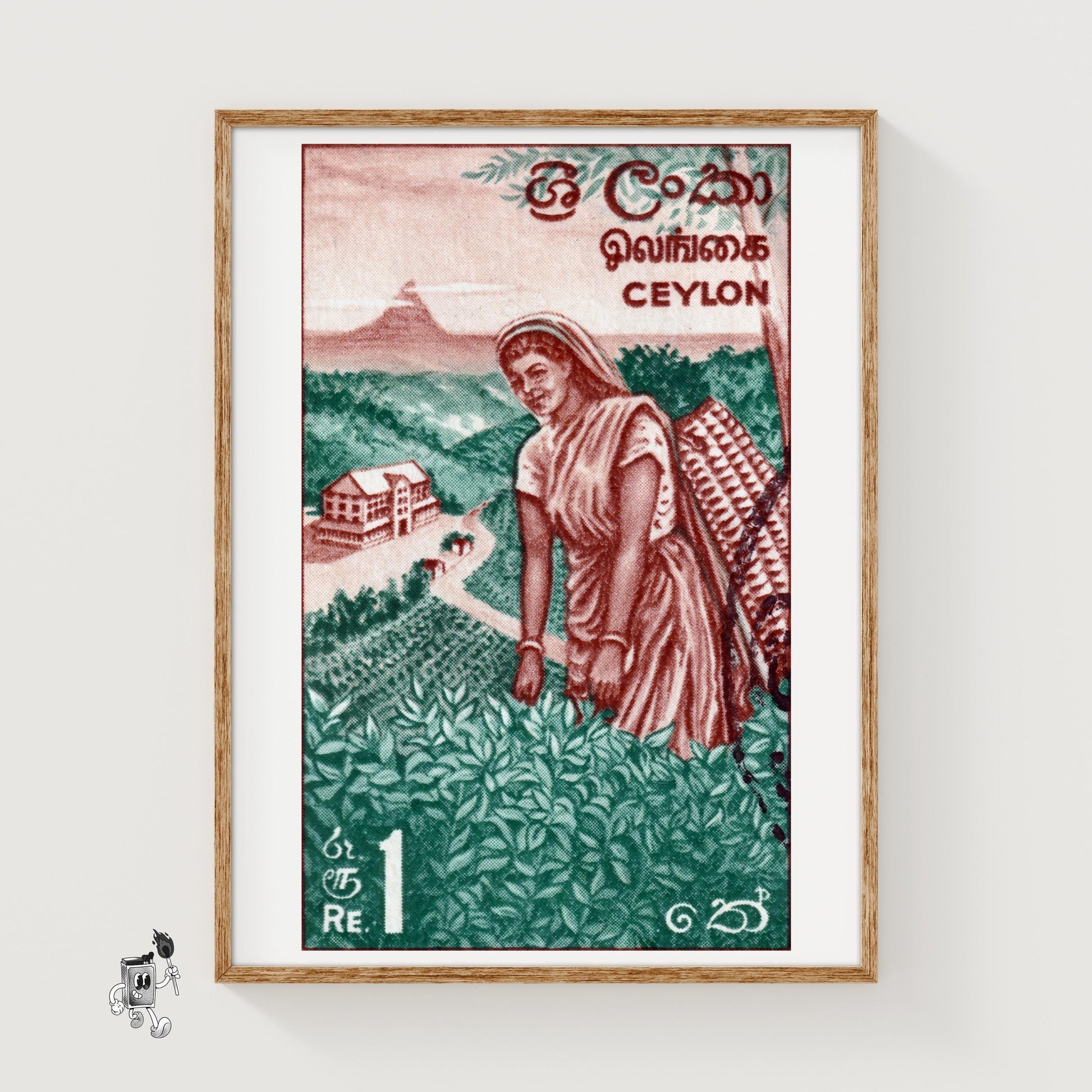 Tea Picker - vintage matchbox label print