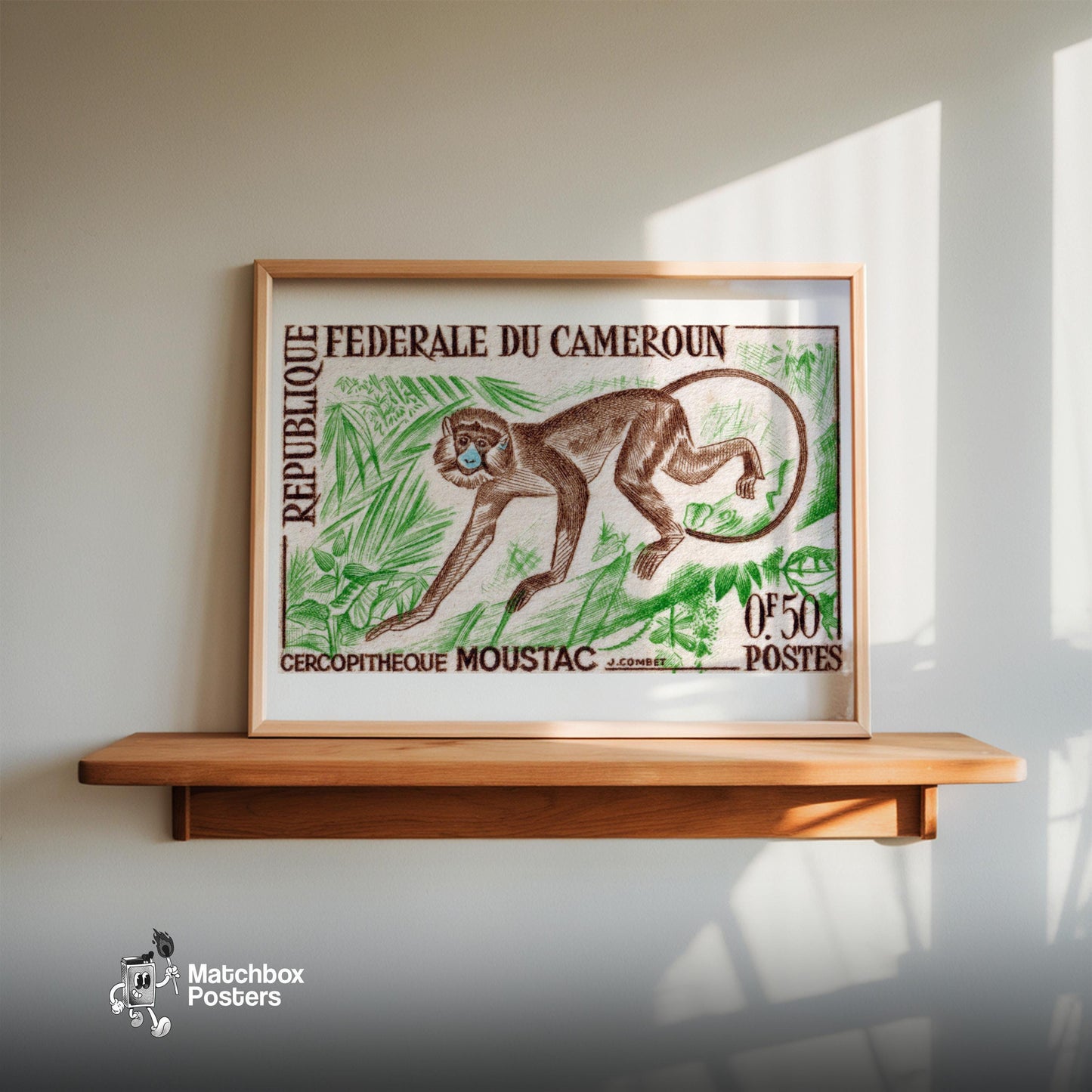 Cercopitheque Moustac Monkey - vintage matchbox label print - size comparison