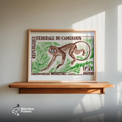 Cercopitheque Moustac Monkey - vintage matchbox label print - size comparison
