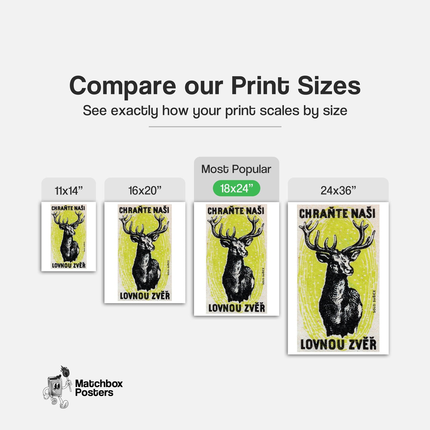 Black Stag - vintage matchbox label print - gallery wall preview