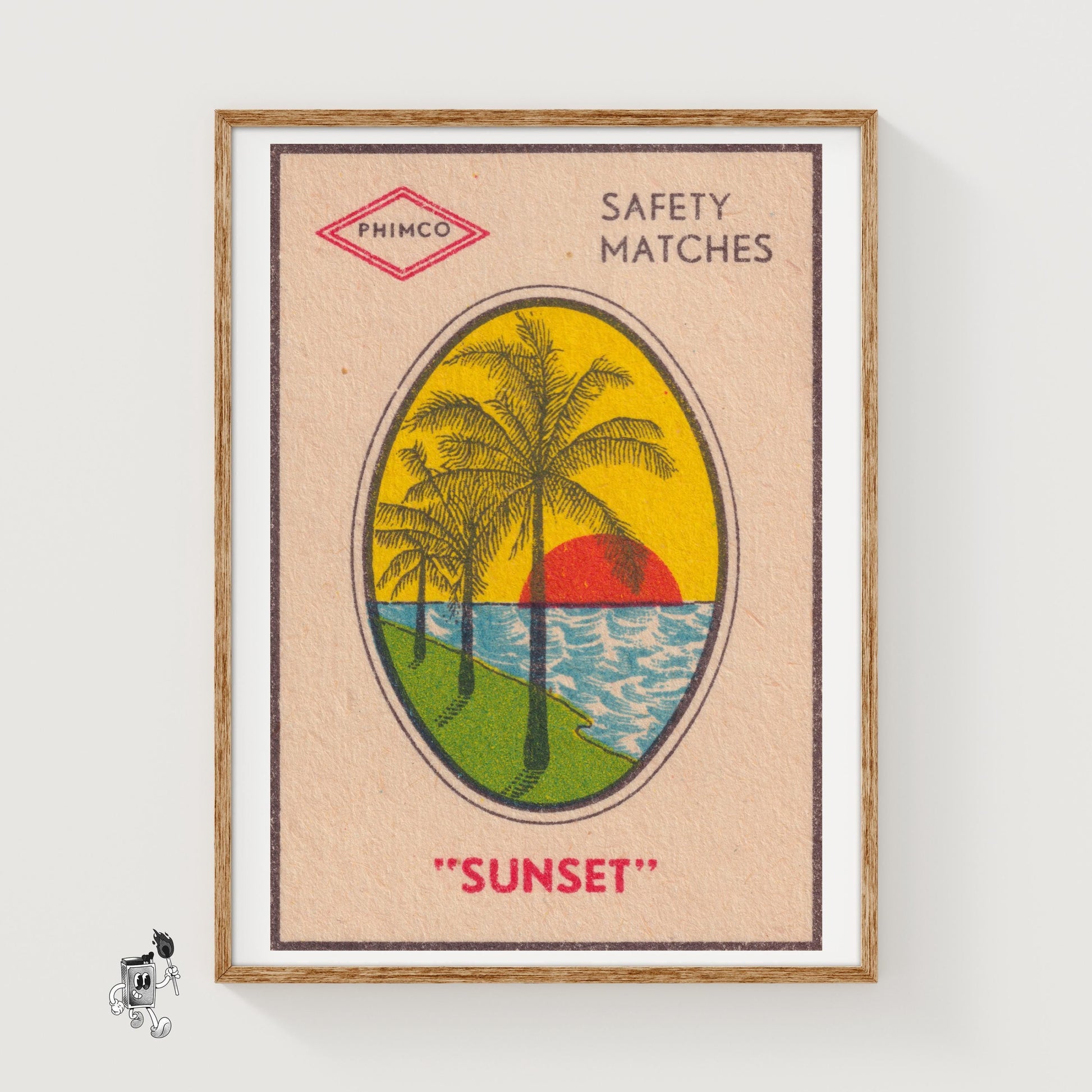 Palm Trees - vintage matchbox label print