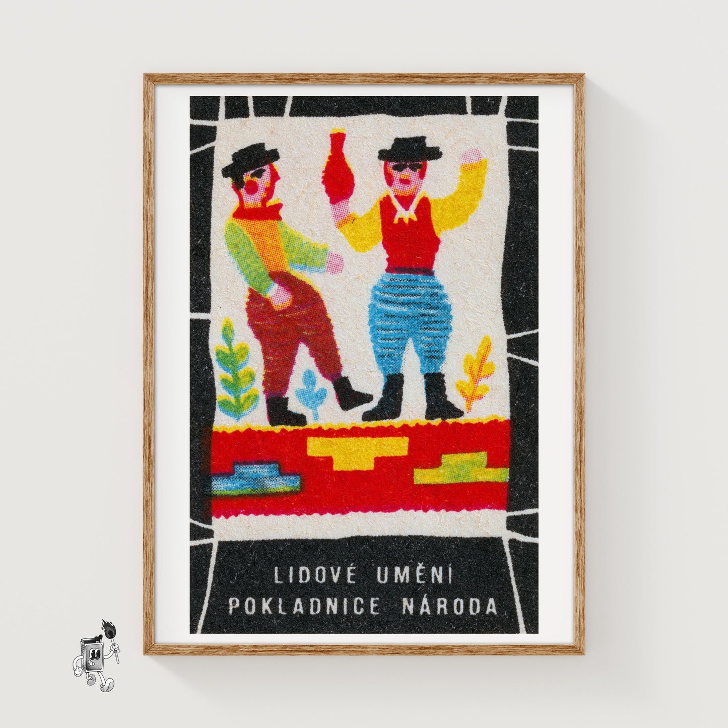 Dancing Men - vintage matchbox label print