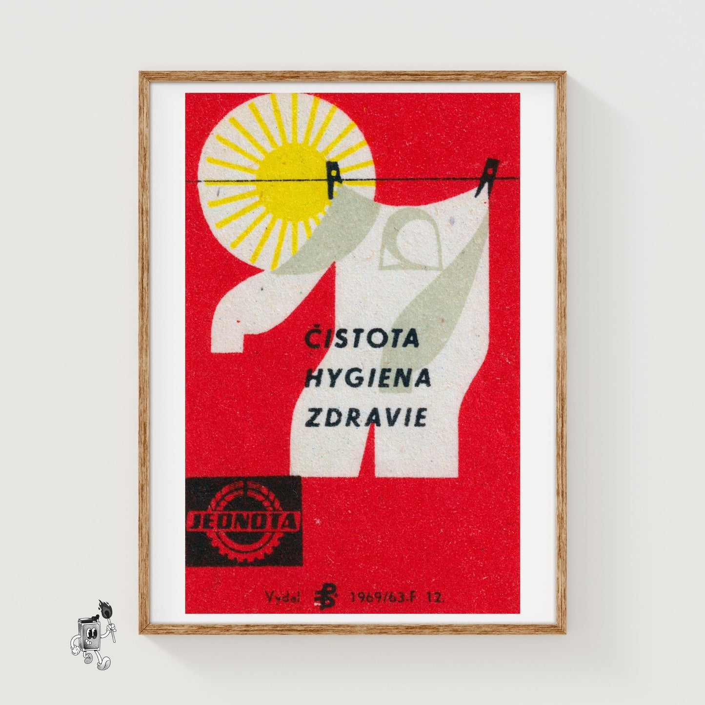 Sun and Laundry - vintage matchbox label print
