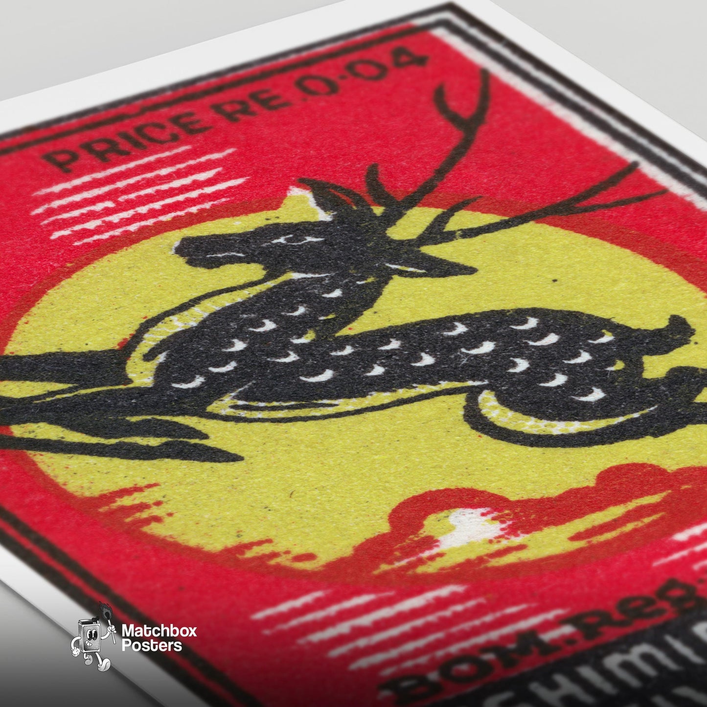 Jumping Deer - vintage matchbox label print - close-up detail