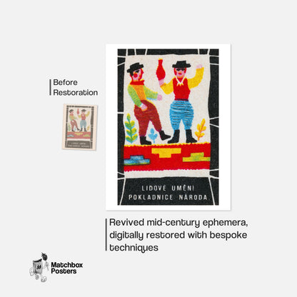 Dancing Men - vintage matchbox label print - framed wall art preview