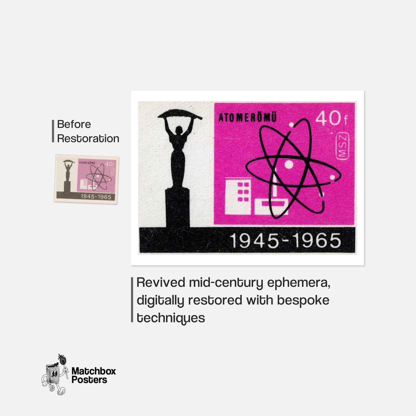 Nuclear Science - vintage matchbox label print - framed wall art preview
