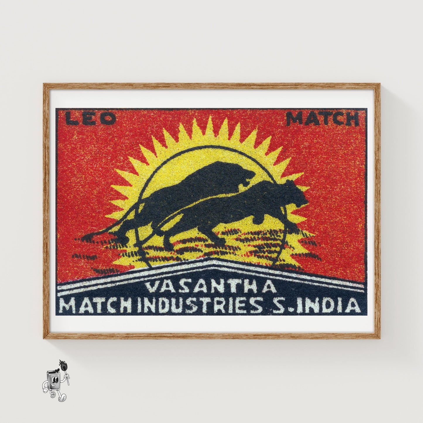 Running Lions - vintage matchbox label print