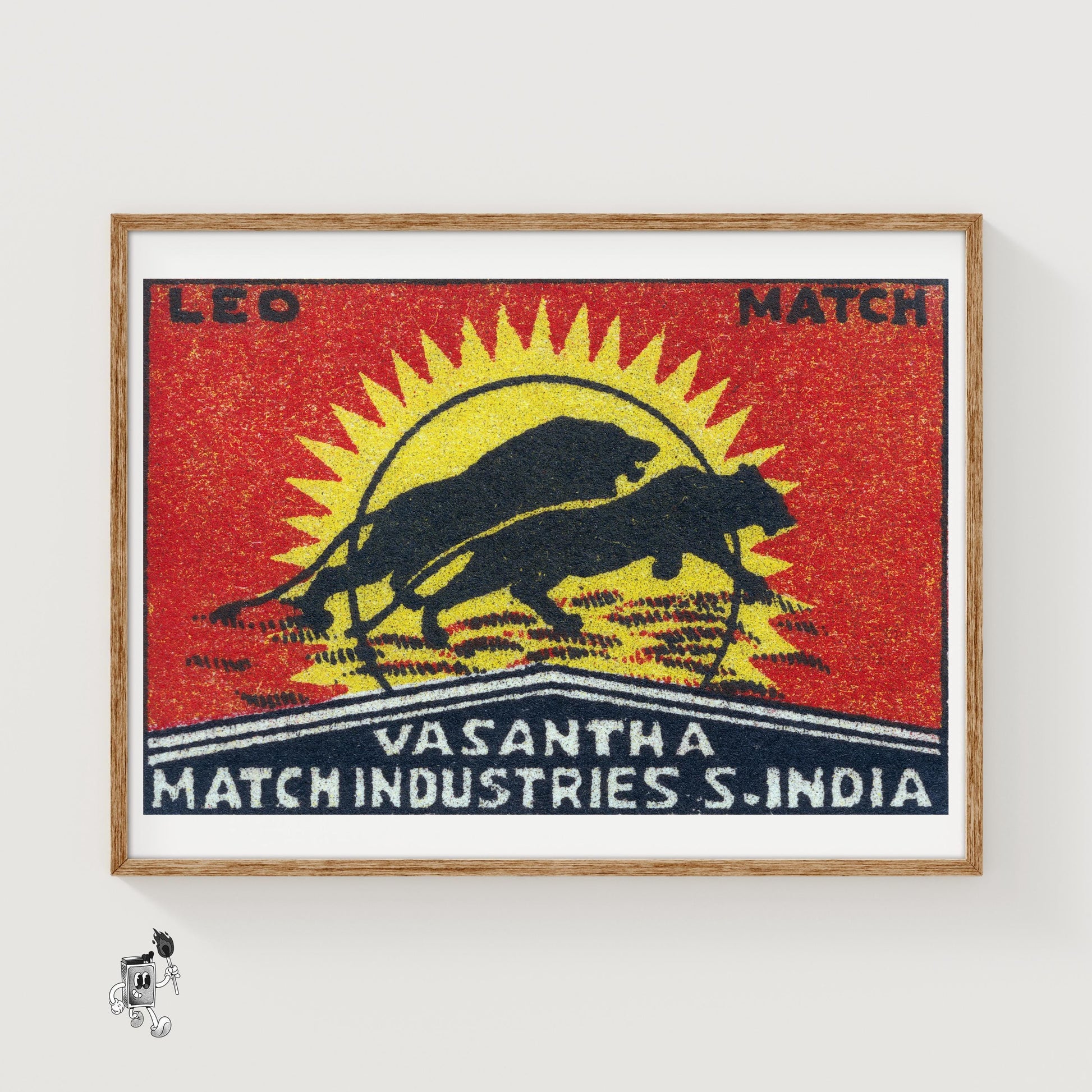 Running Lions - vintage matchbox label print
