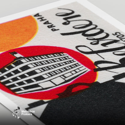 Modern Architecture - vintage matchbox label print - close-up detail