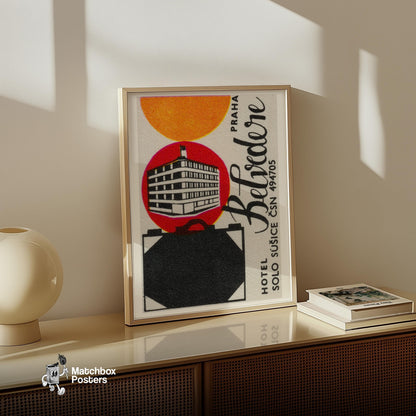 Modern Architecture - vintage matchbox label print - size comparison