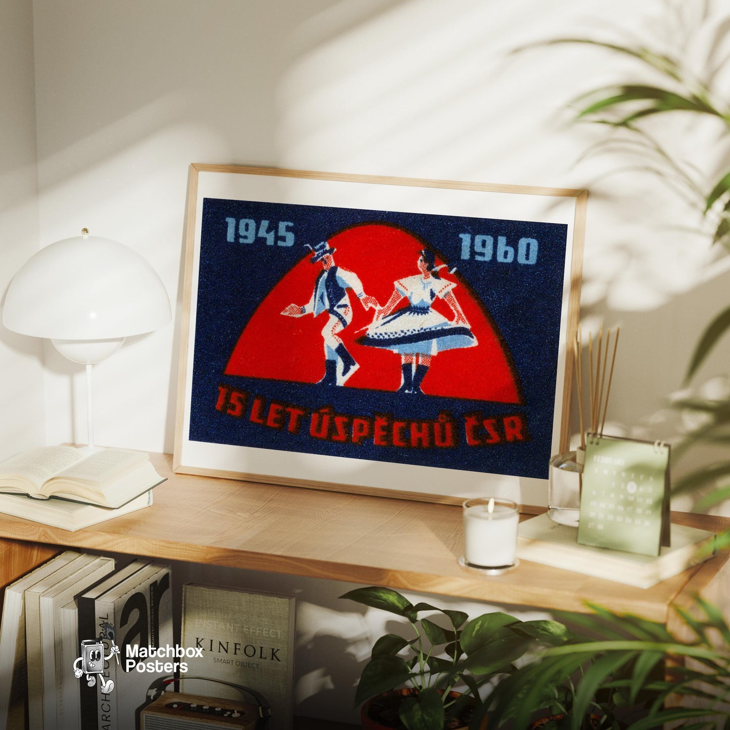 Couple Czechoslovakia Mid-Century Matchbox Label - vintage matchbox label print - office wall