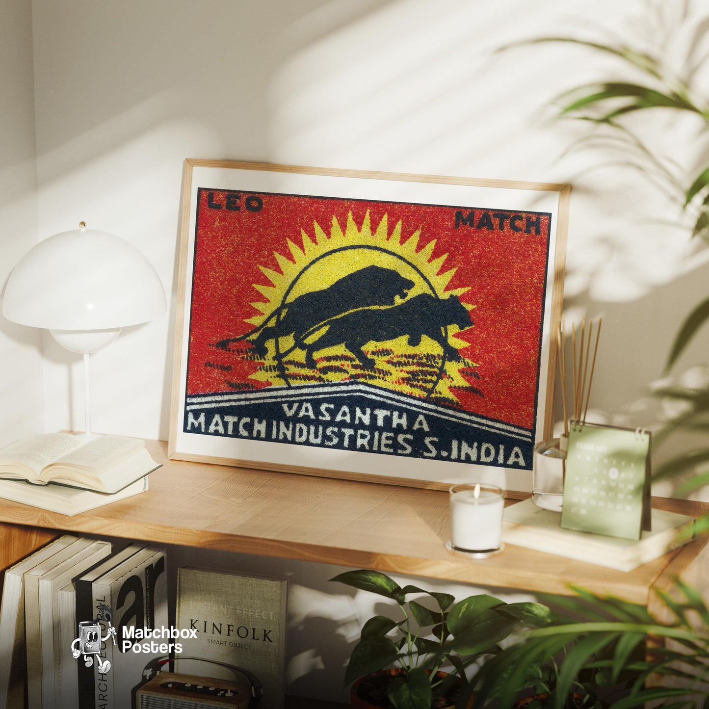 Running Lions - vintage matchbox label print - office wall