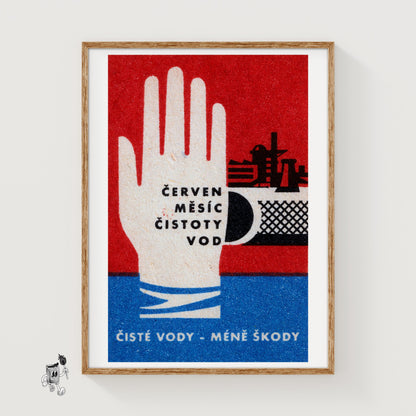 Stylized Hand - vintage matchbox label print