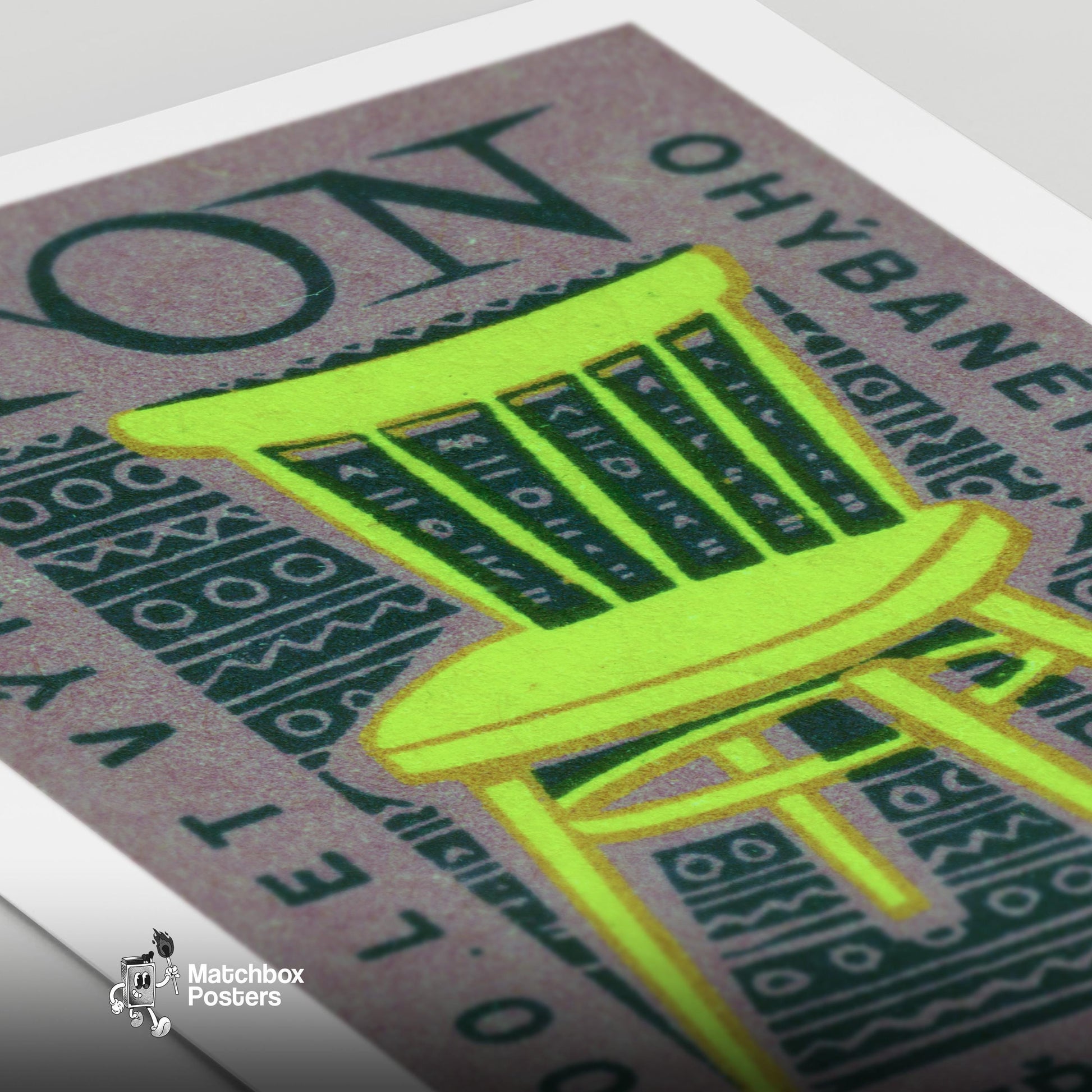 Yellow Chair - vintage matchbox label print - close-up detail