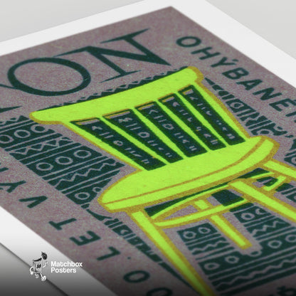 Yellow Chair - vintage matchbox label print - close-up detail