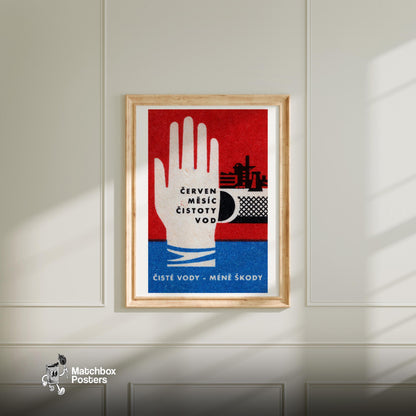 Stylized Hand - vintage matchbox label print - bedroom mockup