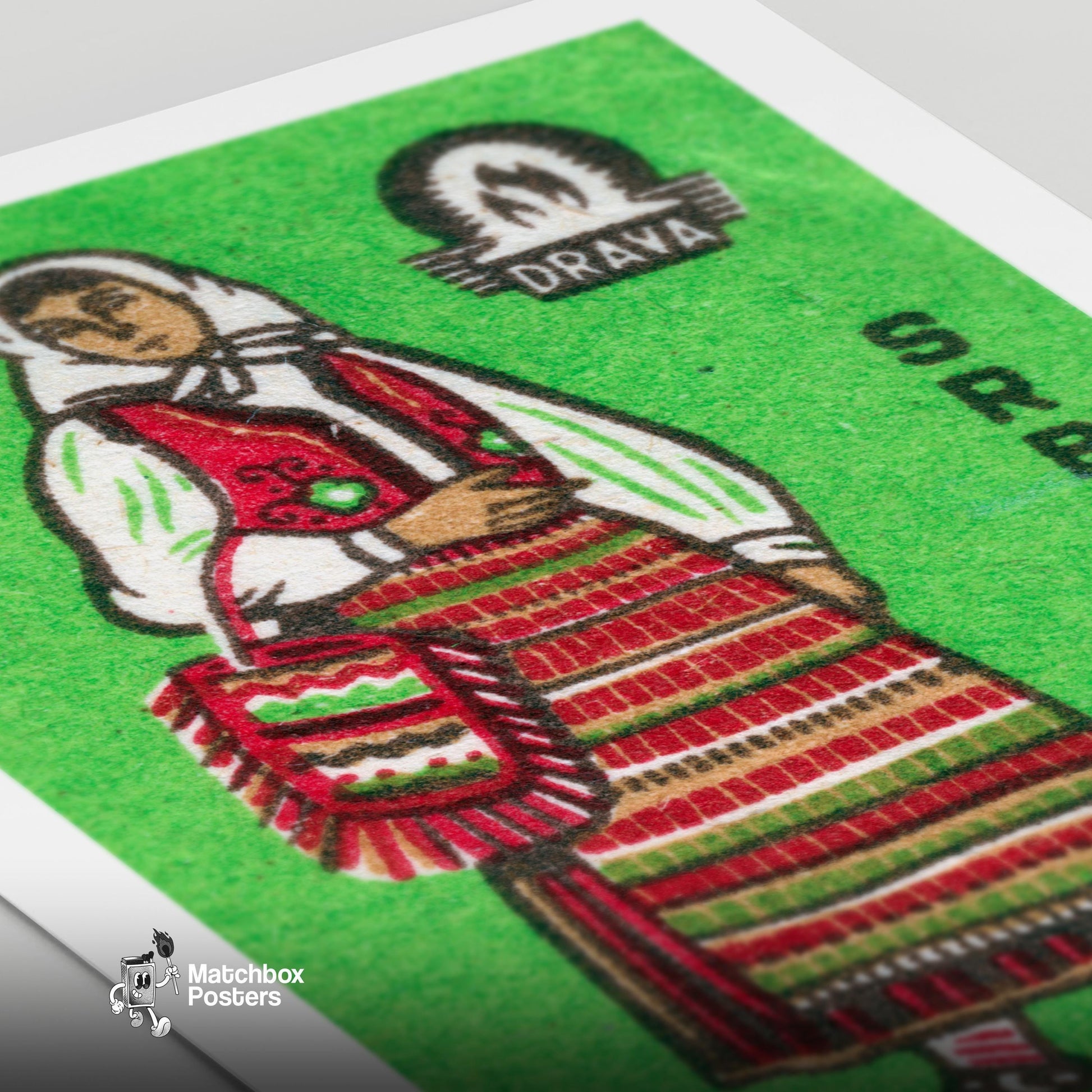 Serbian Woman - vintage matchbox label print - close-up detail