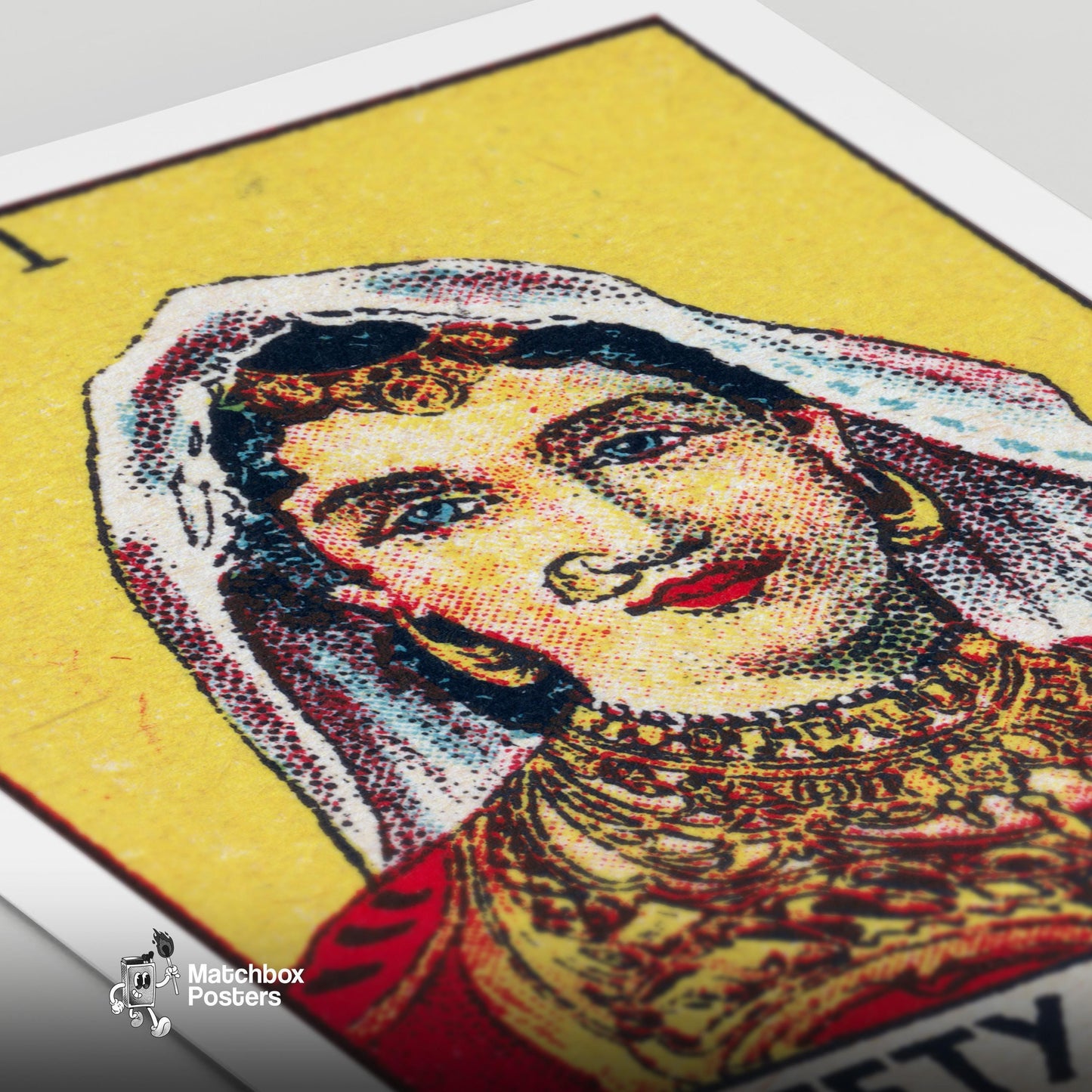 Indian Woman - vintage matchbox label print - close-up detail