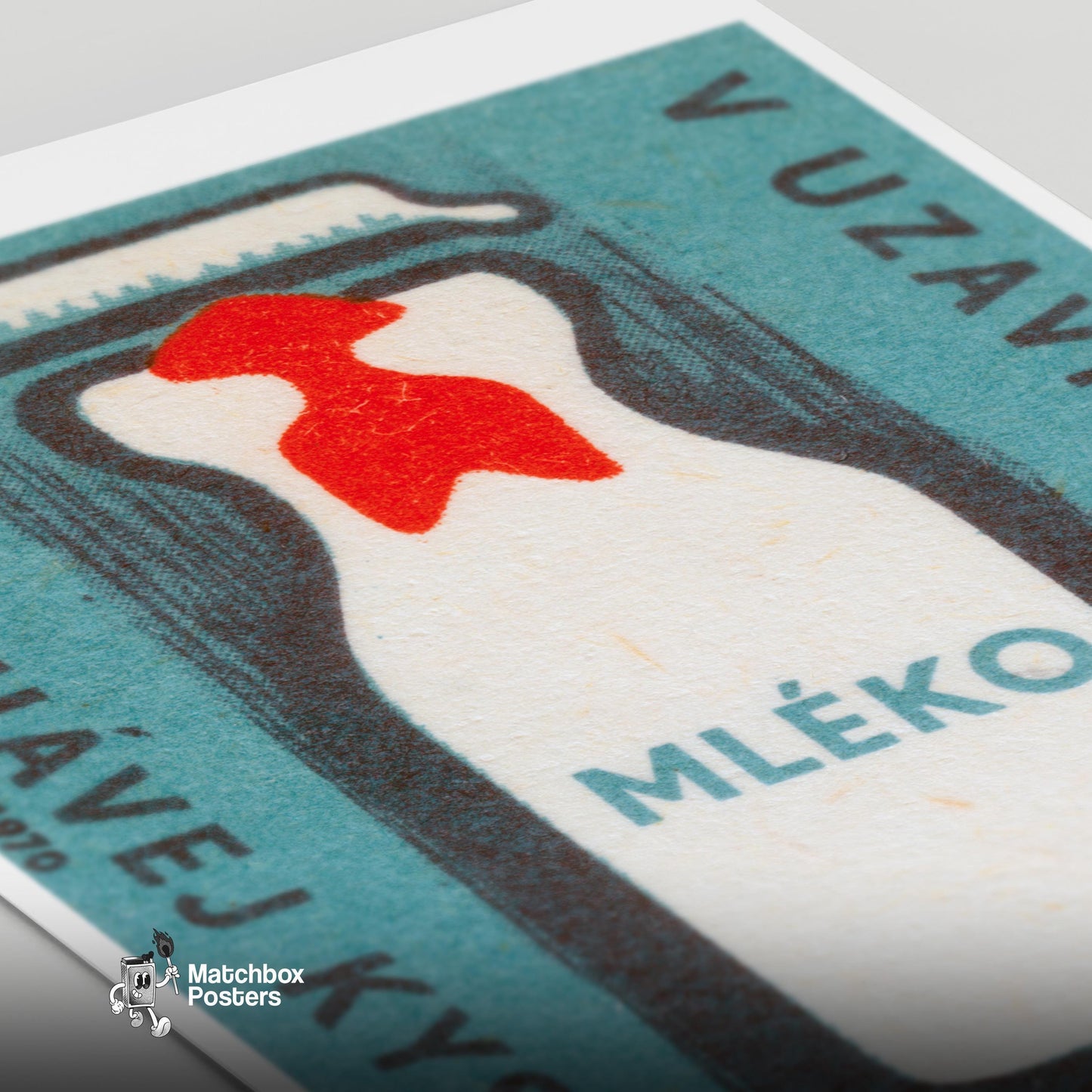 Milk Bottle - vintage matchbox label print - close-up detail