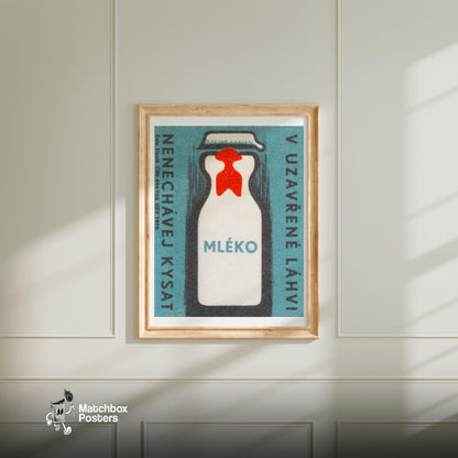 Milk Bottle - vintage matchbox label print - bedroom mockup