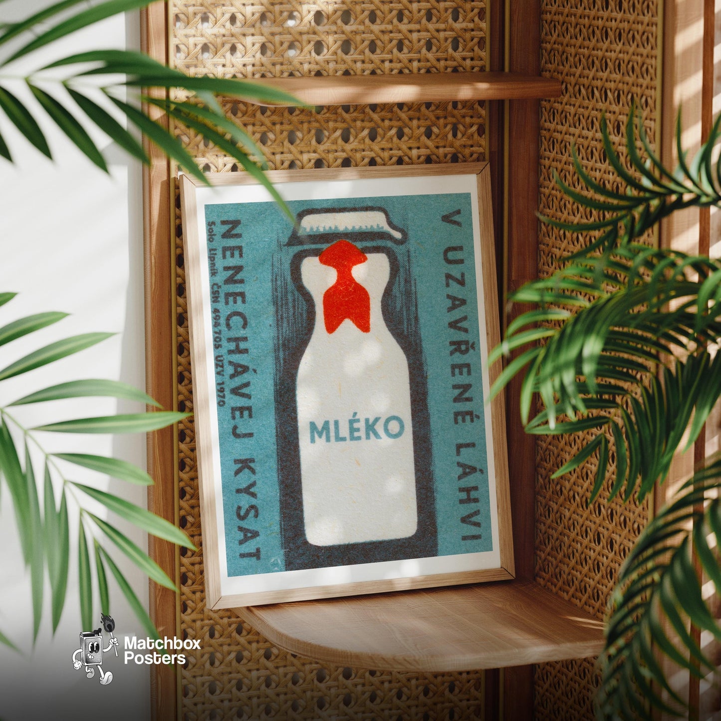 Milk Bottle - vintage matchbox label print - office wall