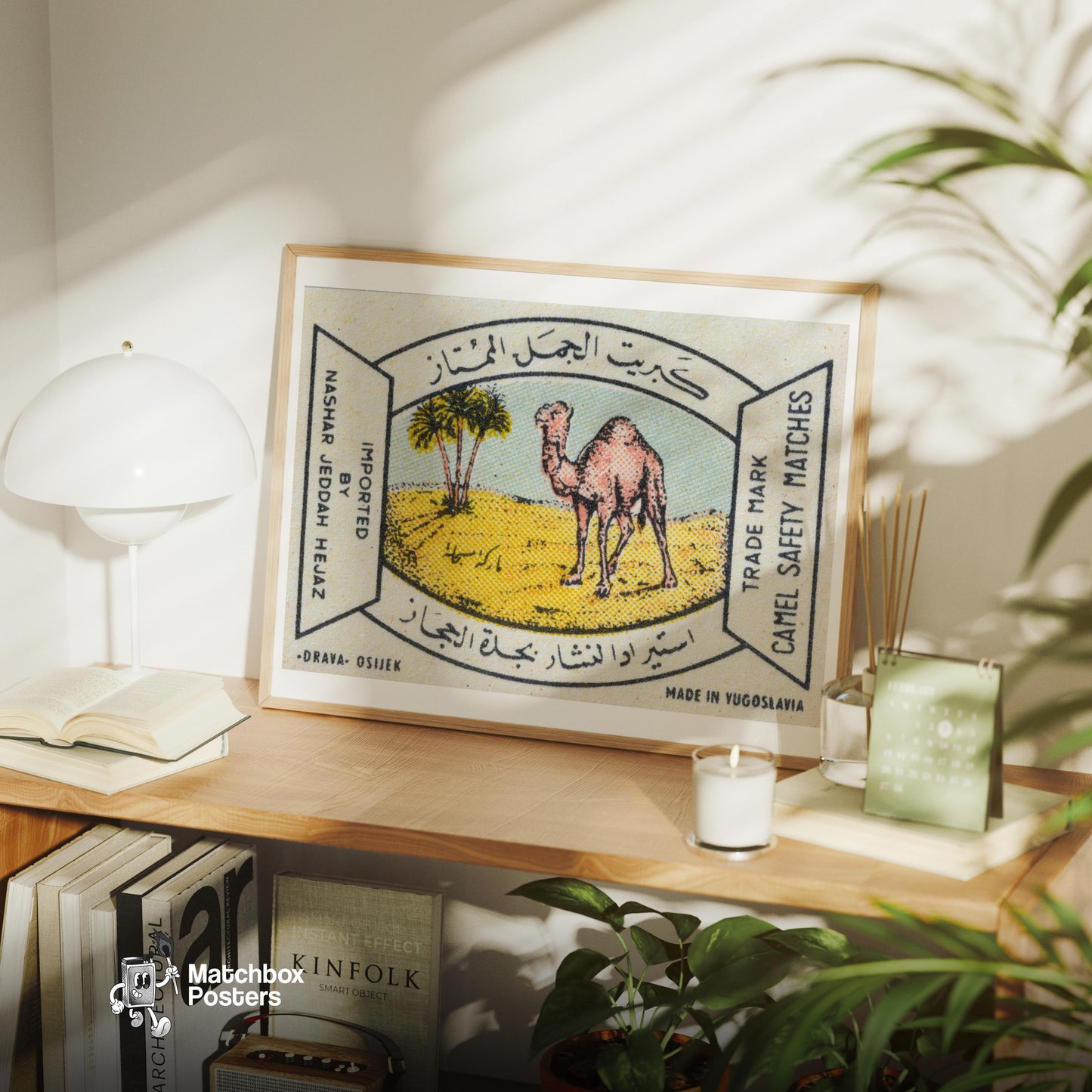 Arabian Camel - vintage matchbox label print - office wall