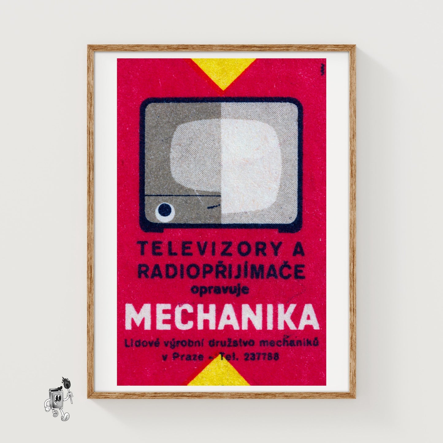 Television and Radio - vintage matchbox label print