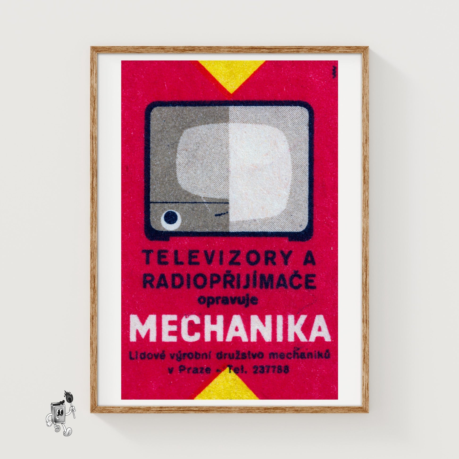 Television and Radio - vintage matchbox label print