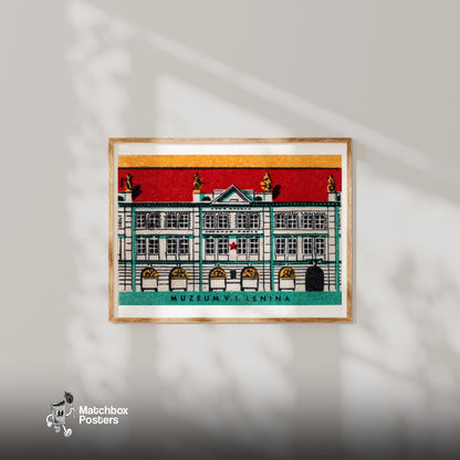 Lenina Museum - vintage matchbox label print - bedroom mockup