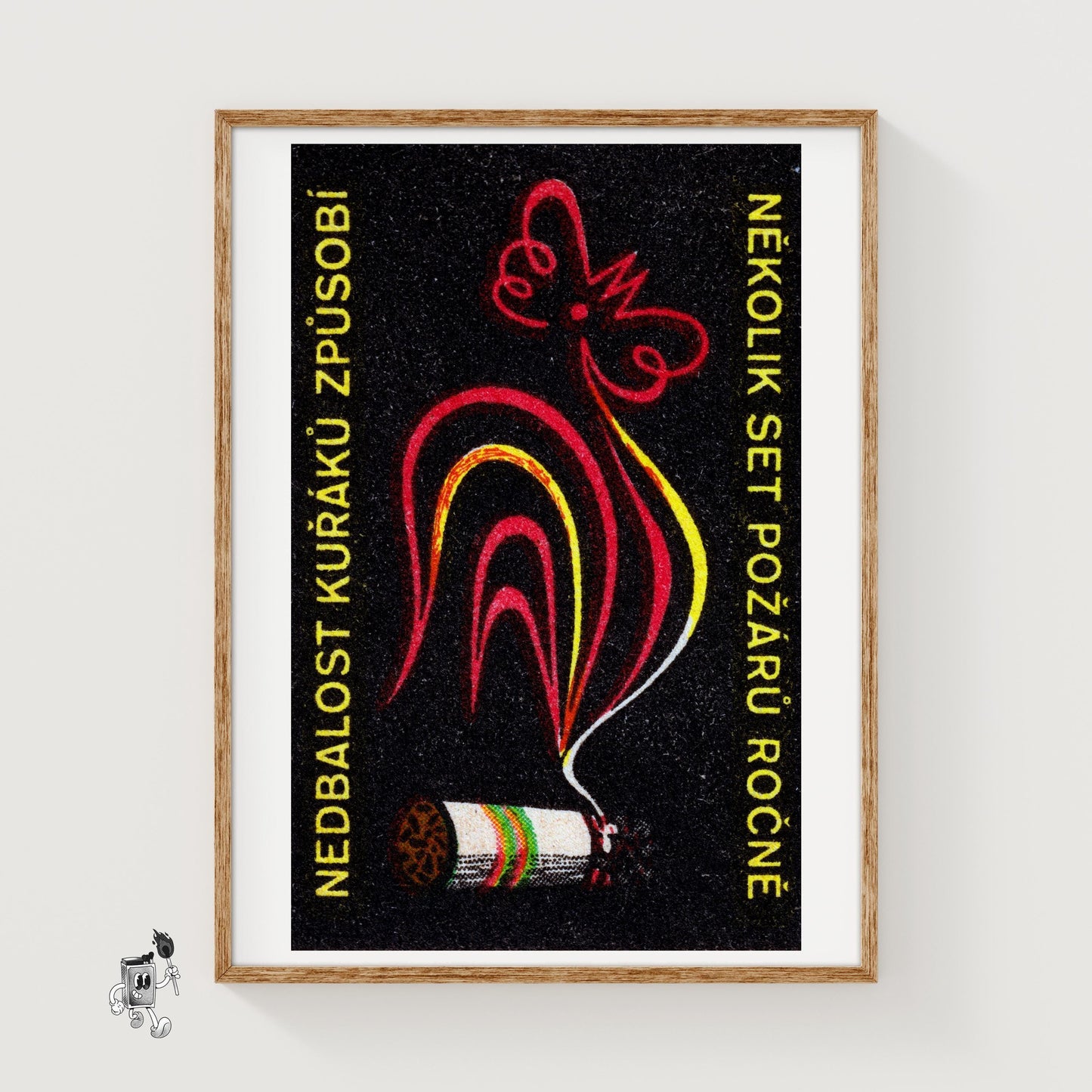 Rooster Cigarette Butt - vintage matchbox label print