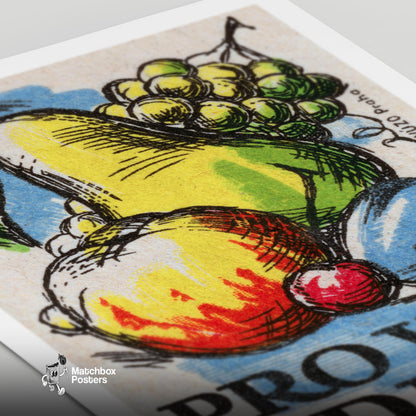 Fruit - vintage matchbox label print - close-up detail