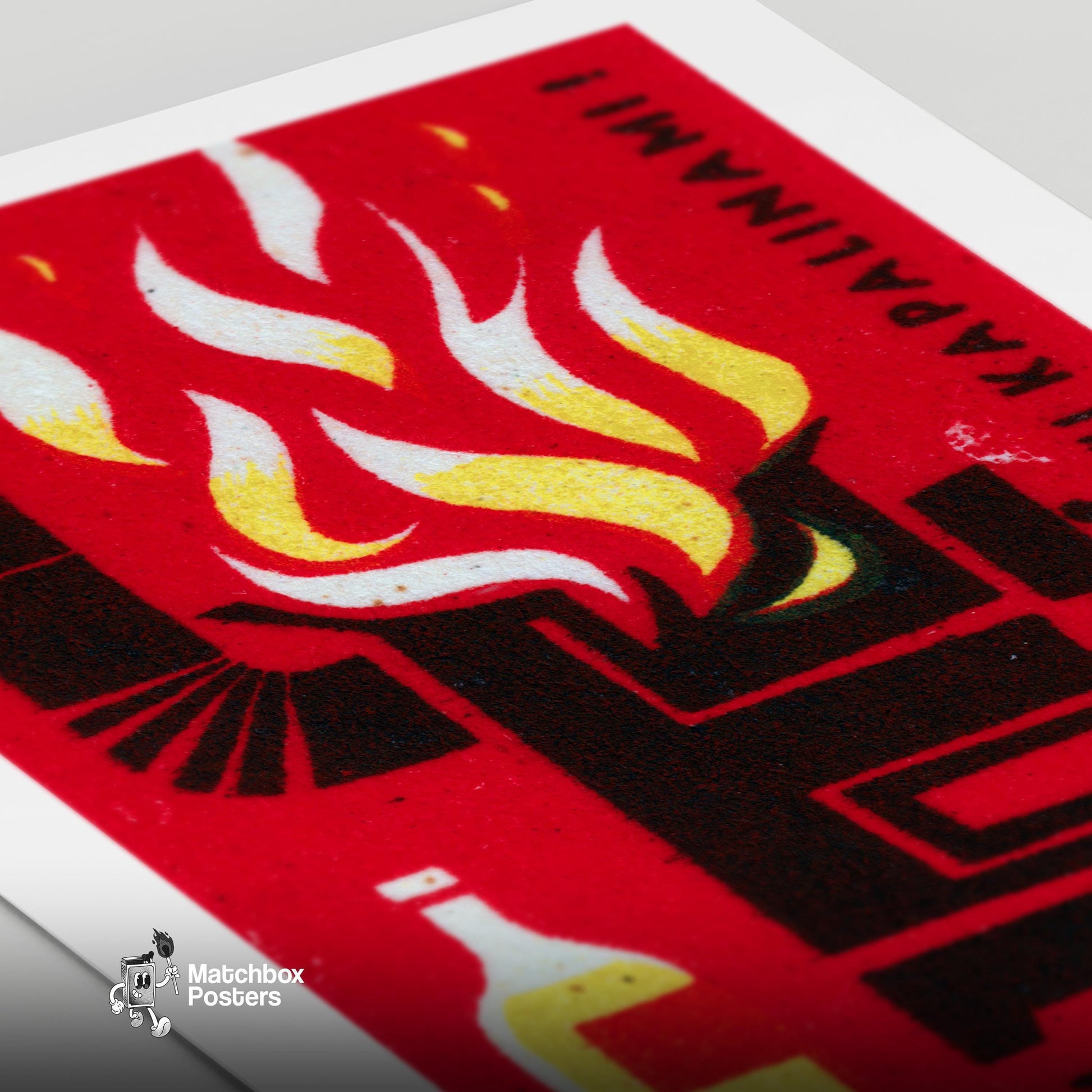 Danger of Flammable Liquid - vintage matchbox label print - close-up detail