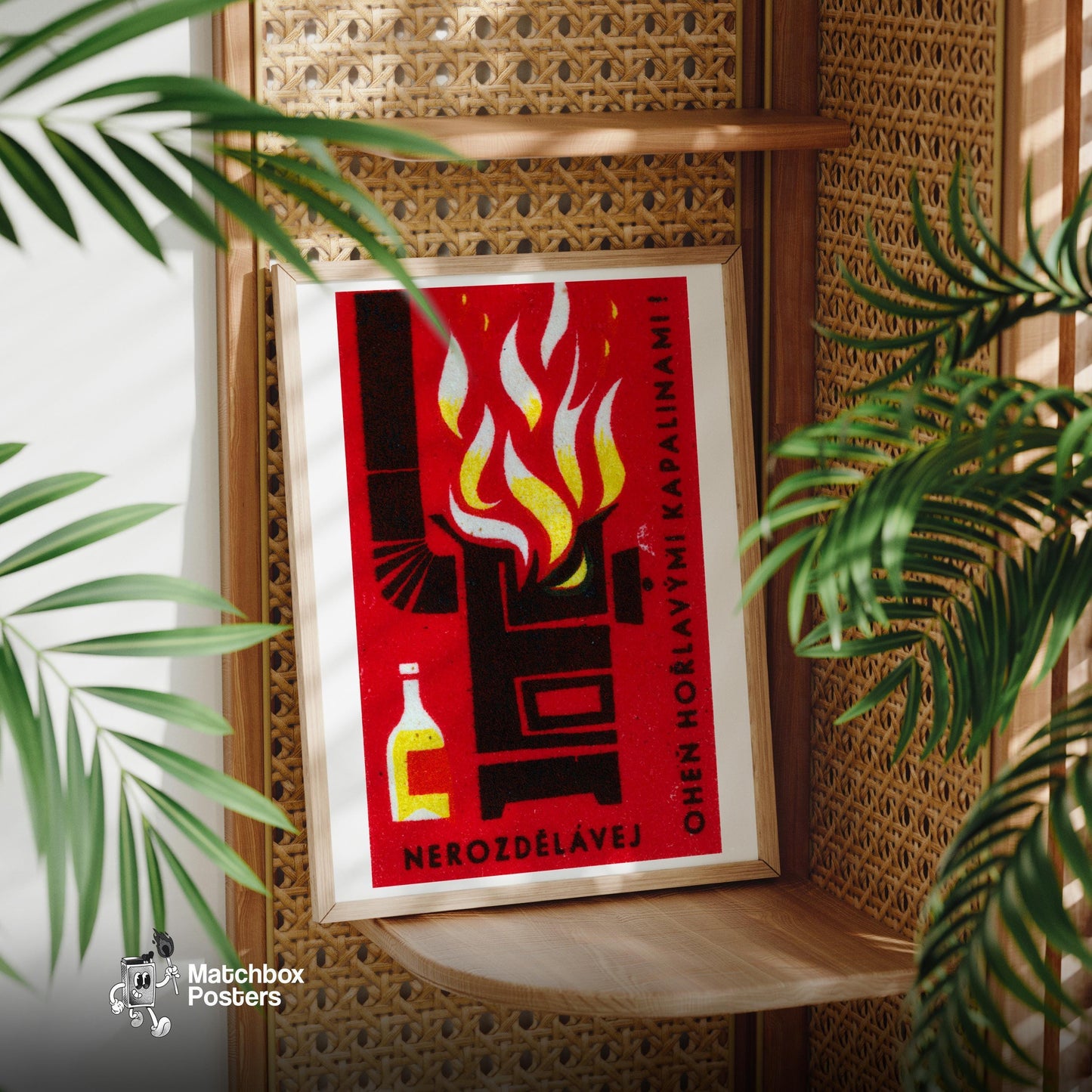 Danger of Flammable Liquid - vintage matchbox label print - office wall