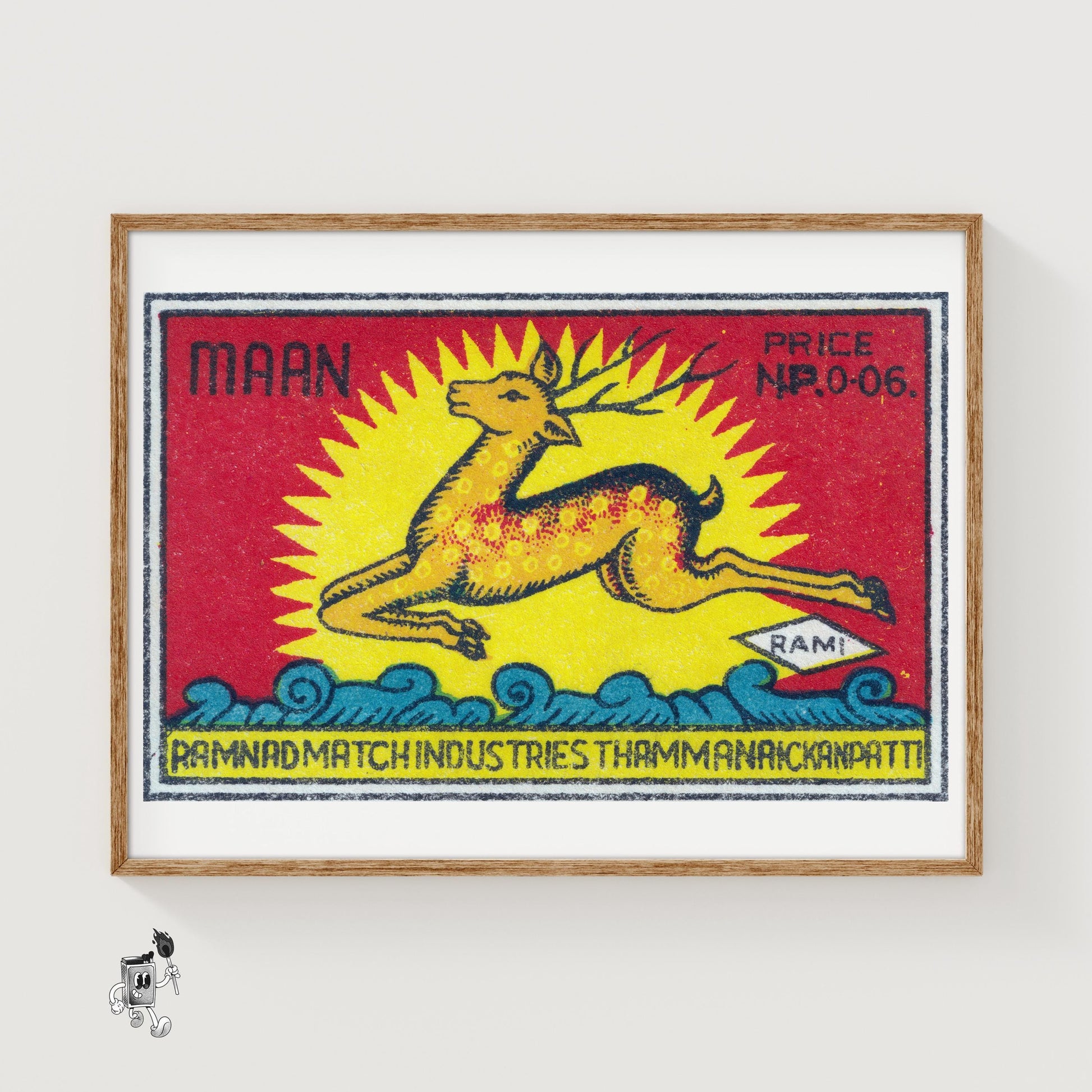 Leaping Deer - vintage matchbox label print