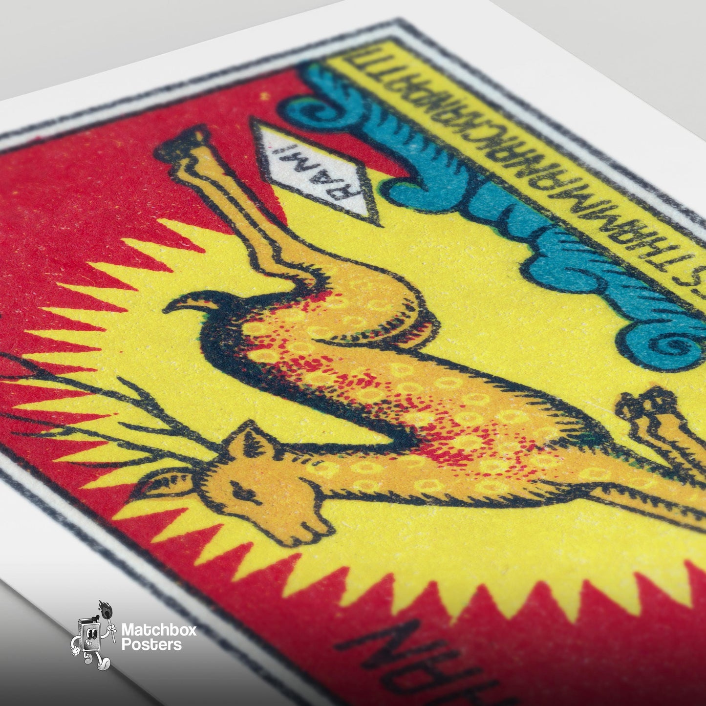 Leaping Deer - vintage matchbox label print - close-up detail