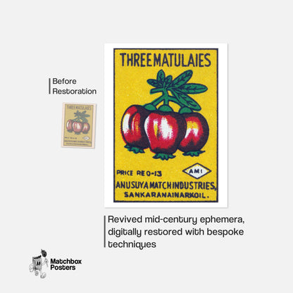 Red Fruit - vintage matchbox label print - framed wall art preview