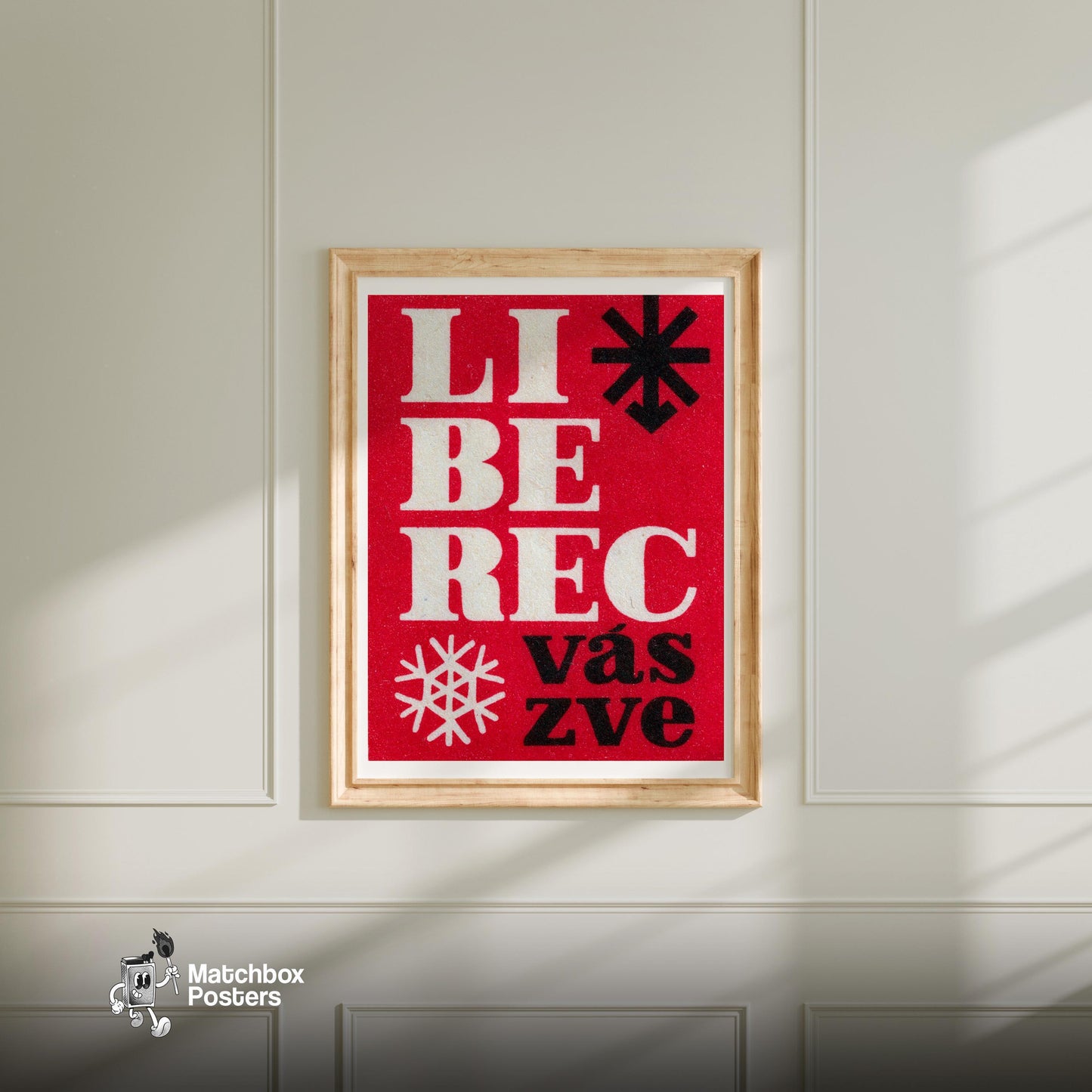 Librec Invites You - vintage matchbox label print - bedroom mockup
