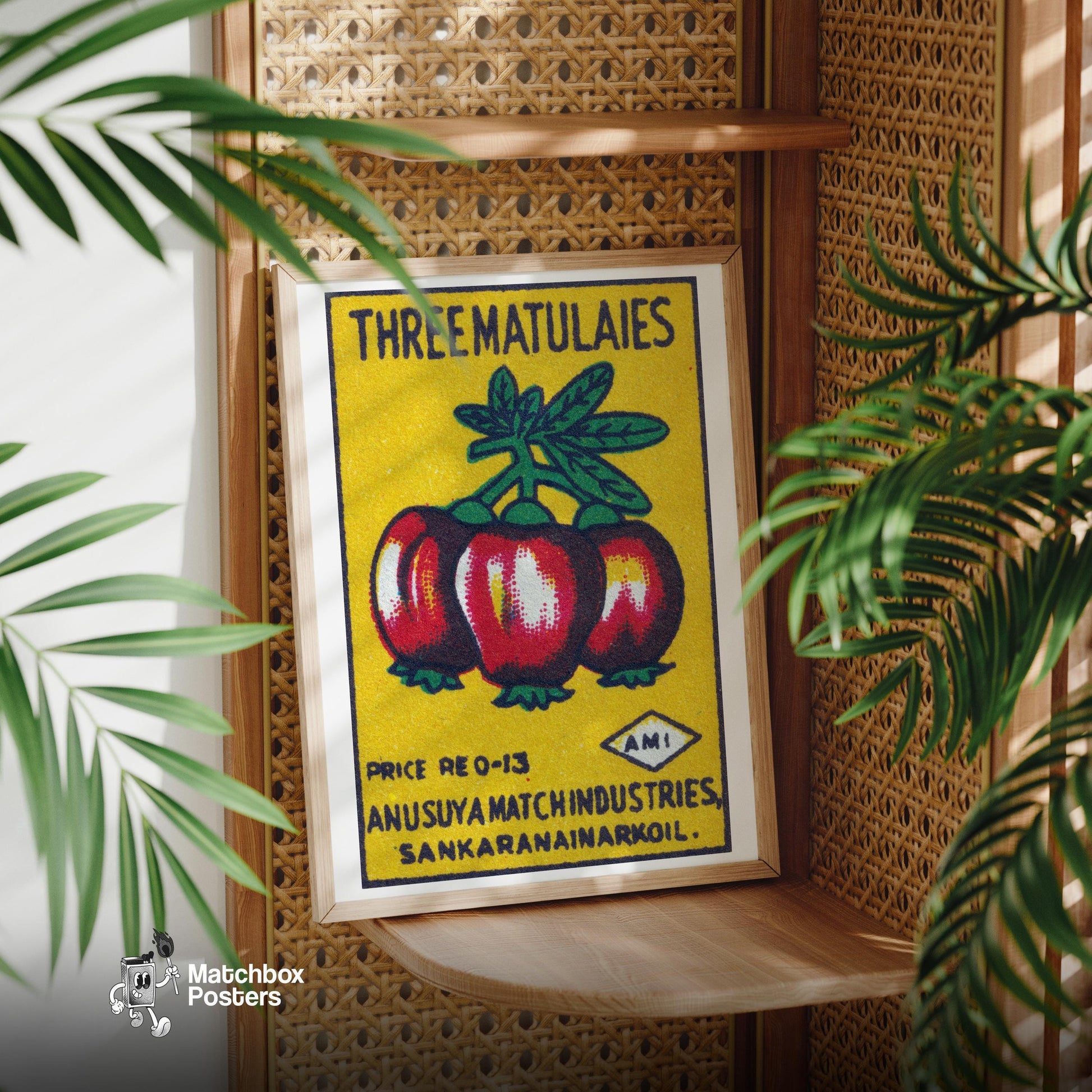 Red Fruit - vintage matchbox label print - office wall
