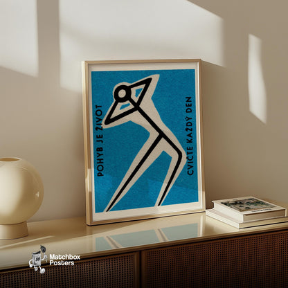 Stretching for Health - vintage matchbox label print - size comparison