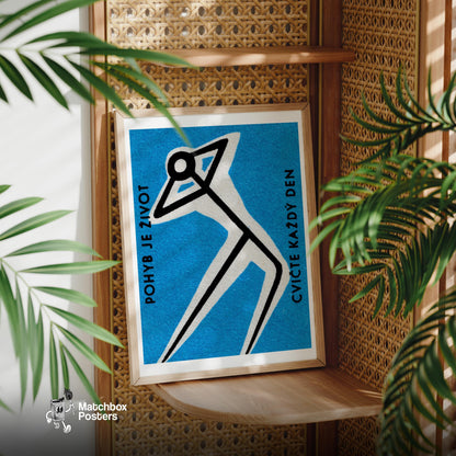 Stretching for Health - vintage matchbox label print - office wall