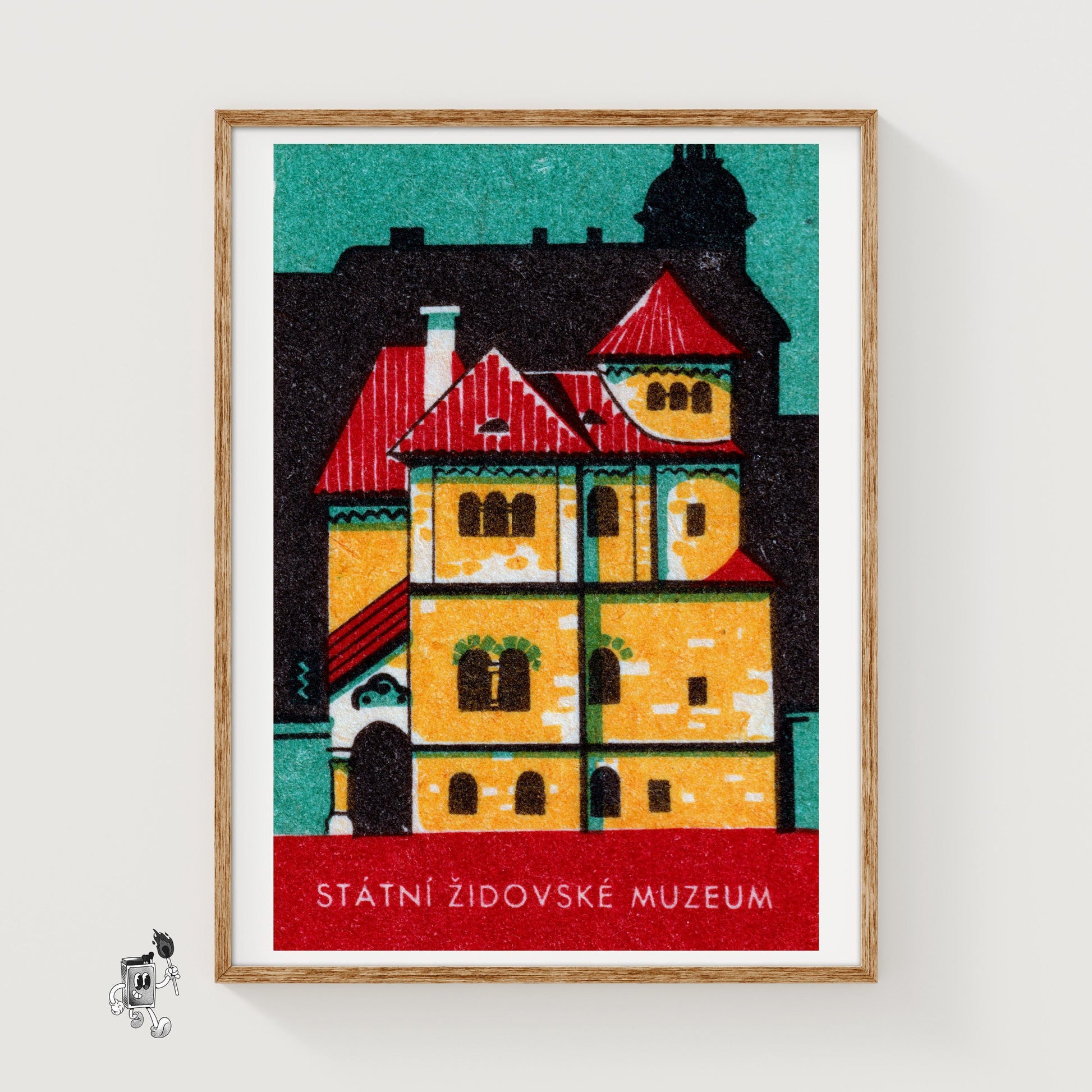 Stylized Building - vintage matchbox label print