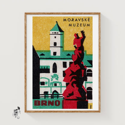 Moravské Muzeum - vintage matchbox label print