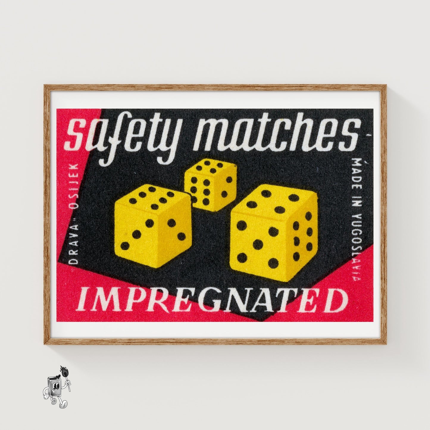 Dice - vintage matchbox label print