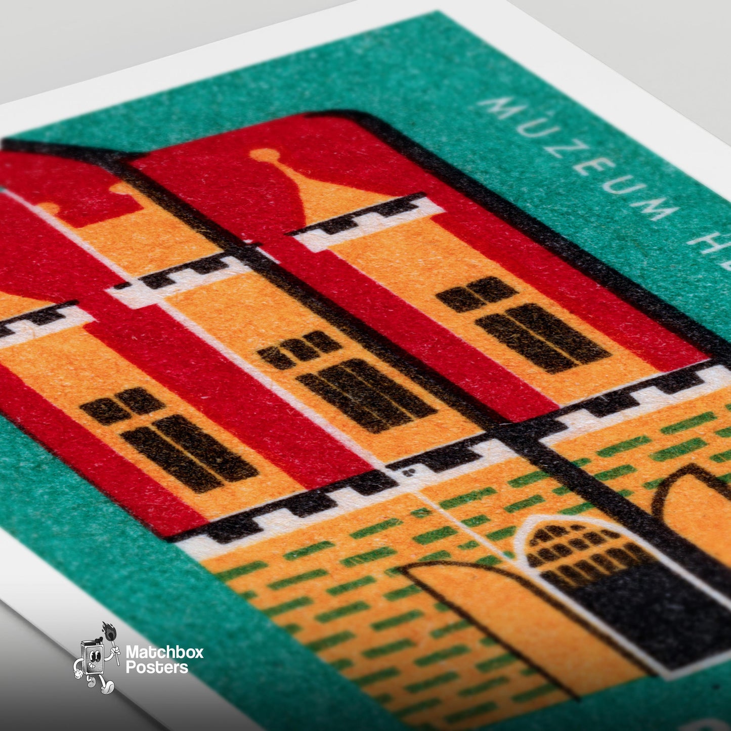 Prahy Castle - vintage matchbox label print - close-up detail