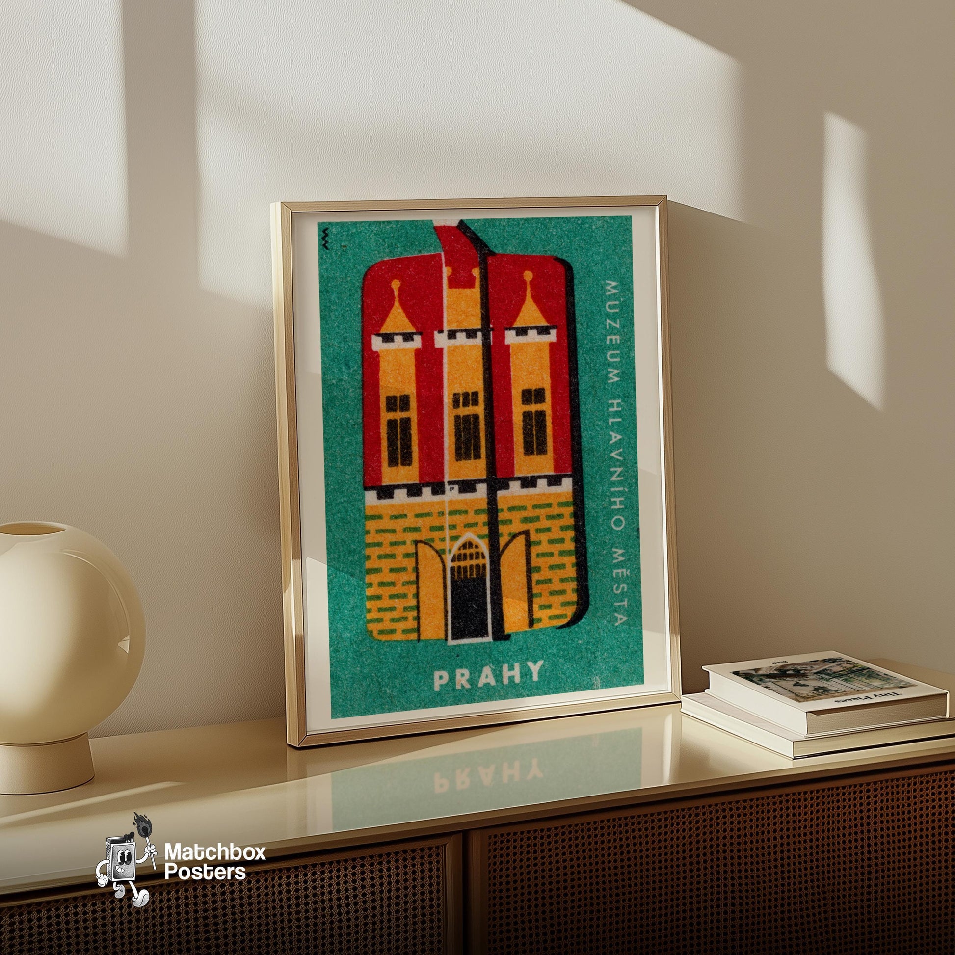 Prahy Castle - vintage matchbox label print - size comparison