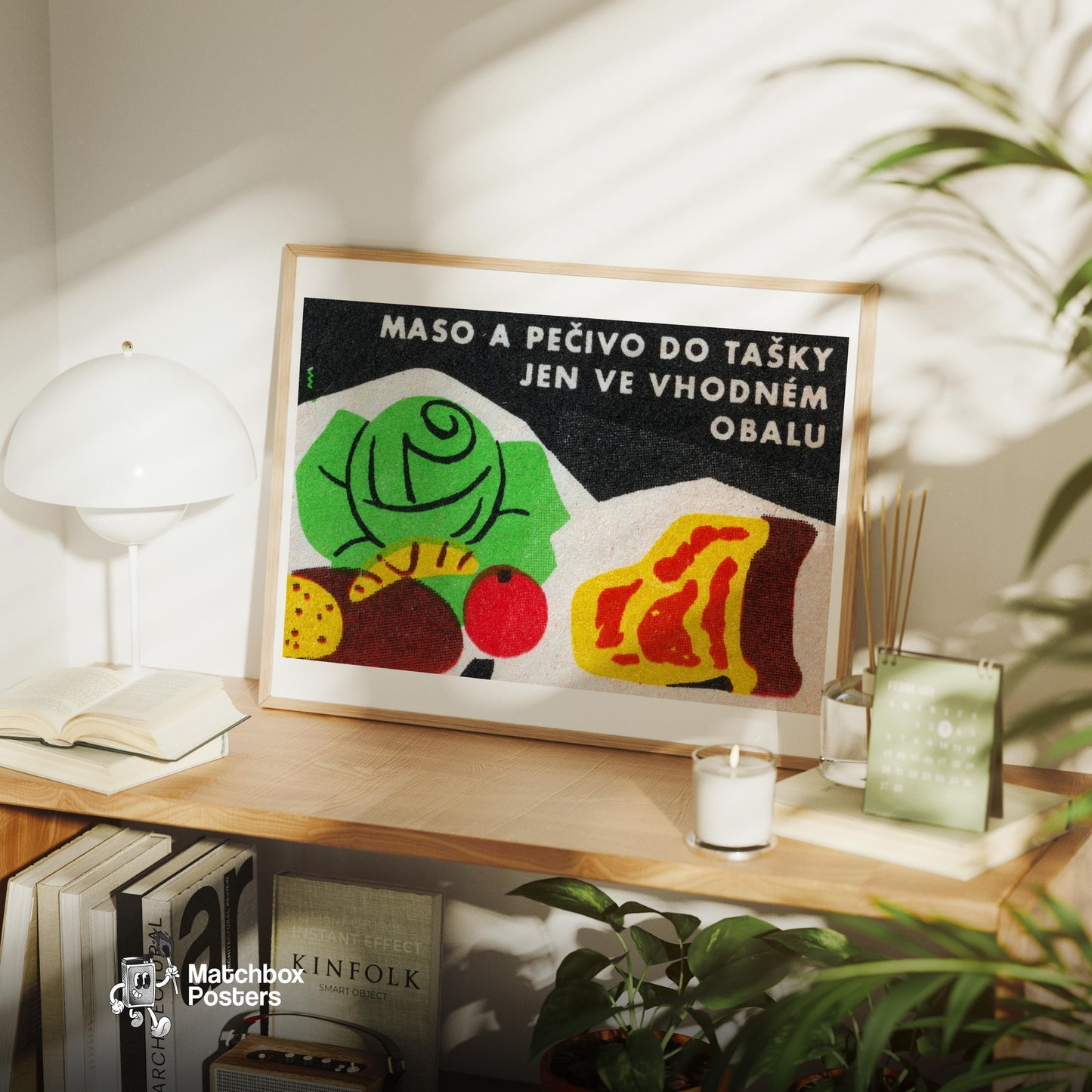 Cabbage and Meat - vintage matchbox label print - office wall