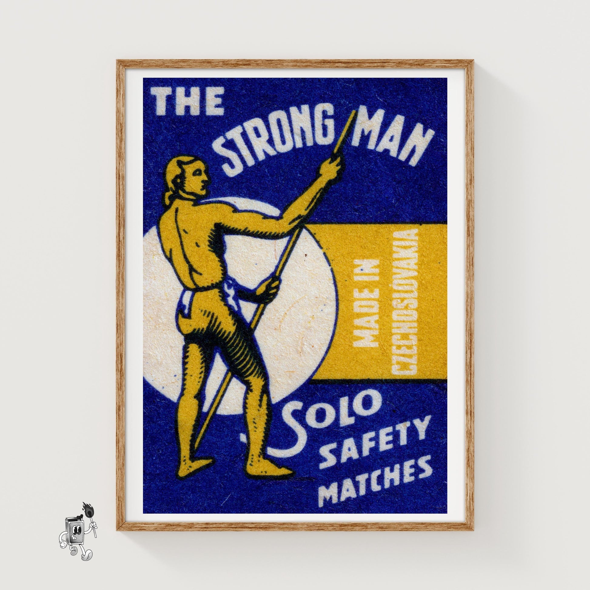 The Strong Man - vintage matchbox label print