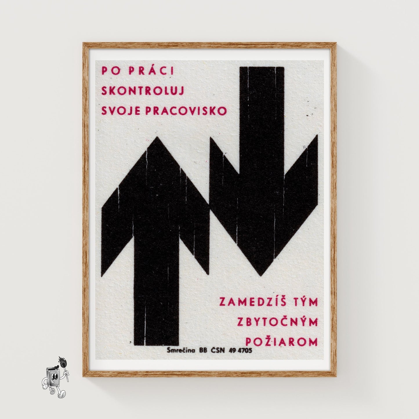 Check Workplace for Fire - vintage matchbox label print