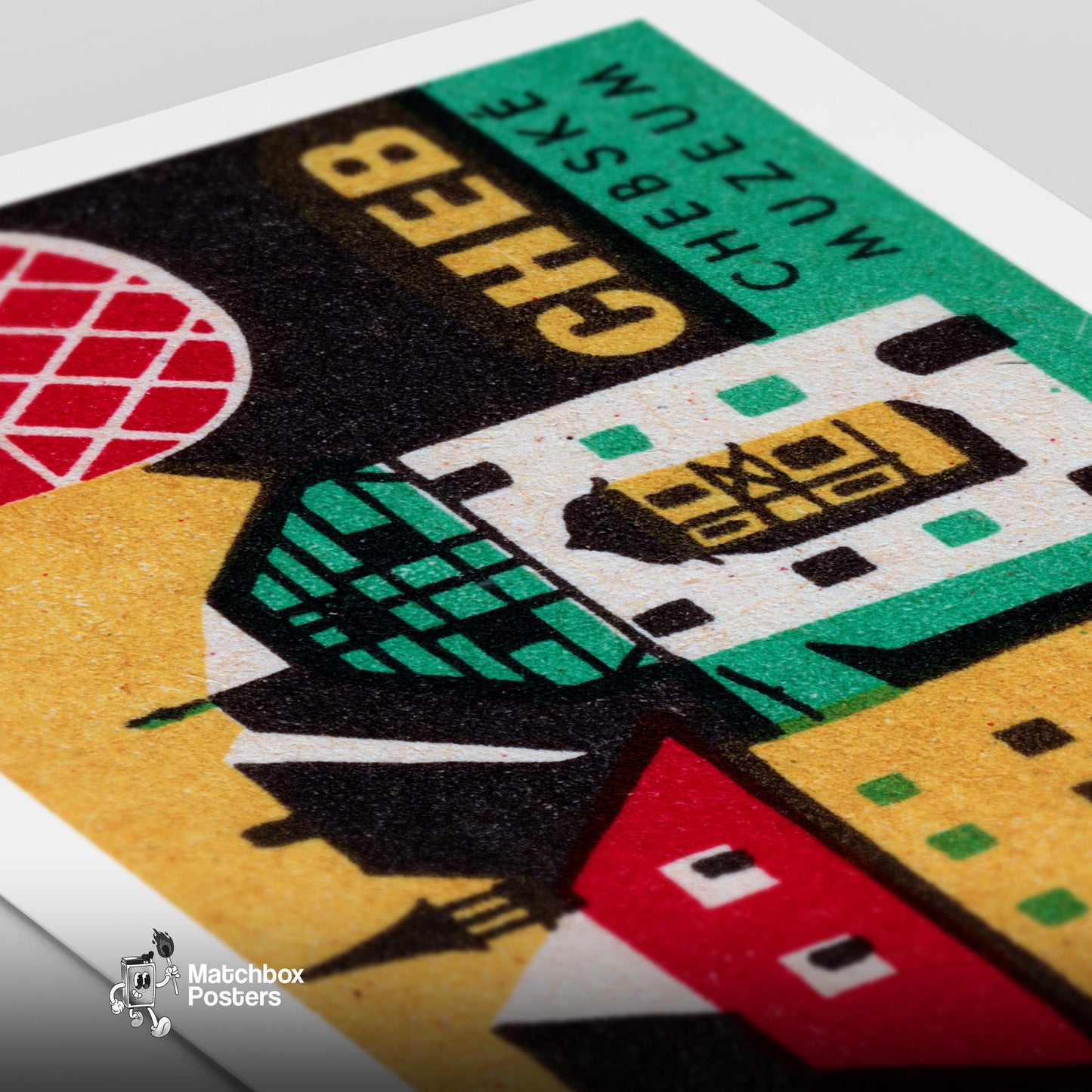 Chebske Museum - vintage matchbox label print - close-up detail