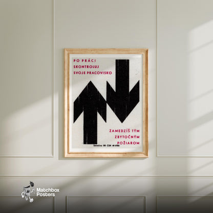 Check Workplace for Fire - vintage matchbox label print - bedroom mockup